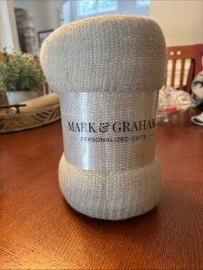 Mark & Graham Cream Cable-Knit Throw Blanket